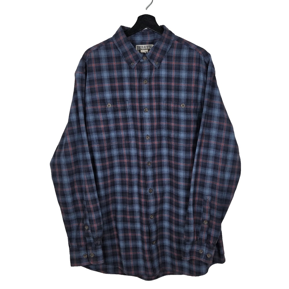 Duluth Trading Co Free Swingin Flannel Shirt Mens L Tall Relaxed Fit Plaid 52007
